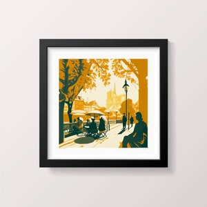Paris Park Sun Print Abstract Painting Watercolor Wall Art Wall Decor Art Livingroom Art 20x20 Poster Art Black Frame Wall Art Screenprint