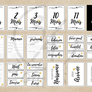 Tarjetas del álbum de nacimiento para imprimir. Tarjetas de hitos del bebé para imprimir. Regalo de nacimiento. Álbumes de nacimiento personalizados. imagen 9