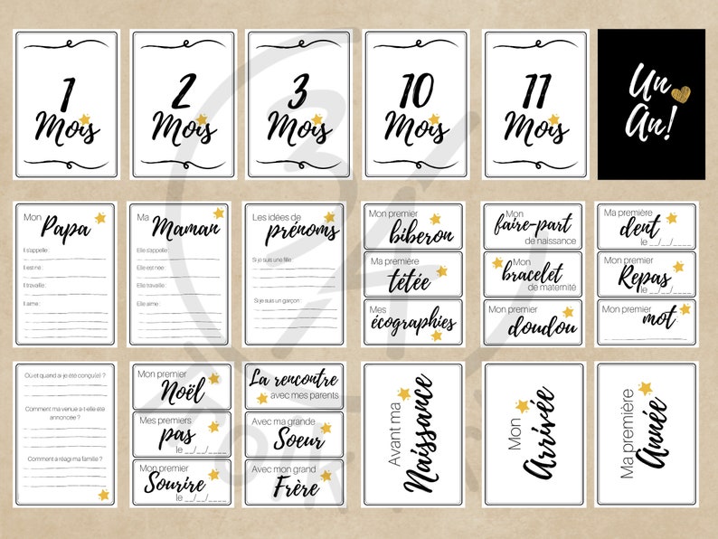 Tarjetas del álbum de nacimiento para imprimir. Tarjetas de hitos del bebé para imprimir. Regalo de nacimiento. Álbumes de nacimiento personalizados. imagen 9