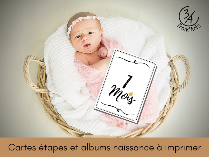 Tarjetas del álbum de nacimiento para imprimir. Tarjetas de hitos del bebé para imprimir. Regalo de nacimiento. Álbumes de nacimiento personalizados. imagen 1