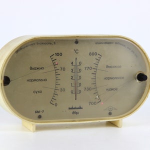 Station météo baromètre thermomètre bois vintage années 70 Allemagne de  l'Ouest -  France
