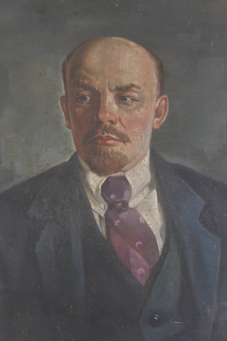 Soviet vintage portrait - Oil on Canvas VLADIMIR LENIN shops Communist Party Leader Leader revolution Made in USSR