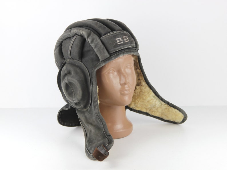 Original Vintage Soviet Union USSR tanker tankman Tank Cap Helmet WINTER Made in USSR