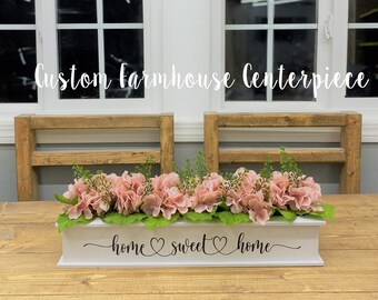 Custom Hydrangea Farmhouse Table Centerpiece: Rustic Floral Arrangement