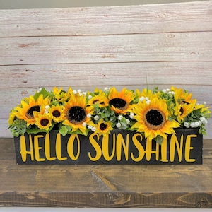 Hello Sunshine with Sunflowers/Summer Decor/Spring Decor/Sunflower Decor/Farmhouse Decor/Rustic Decor/Table Centerpiece/Summer Centerpiece/