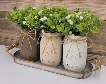 Farmhouse Mason Jar Centerpiece: Eucalyptus & Baby's Breath Arrangement