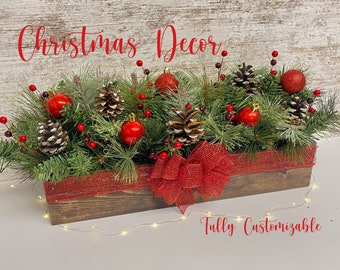 Winter Centerpiece | Red Winter Table Decor | Christmas Arrangement | Table Decoration | Mantle | Kitchen | Holiday | Floral | Gifts | Home