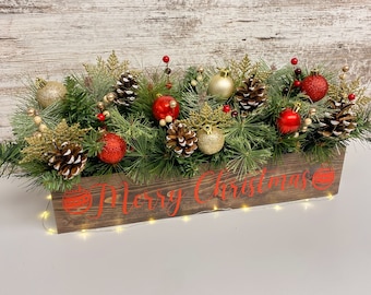 Christmas Arrangement | Winter Centerpiece | Red & Gold Table Decor | Table Decoration | Mantle | Kitchen | Holiday | Floral | Gifts | Home