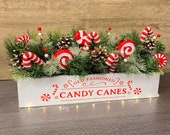 Candy Cane Arrangement Christmas Decor Winter Centerpiece Table Decoration Mantle Tabletop Kitchen Holiday Floral Gifts