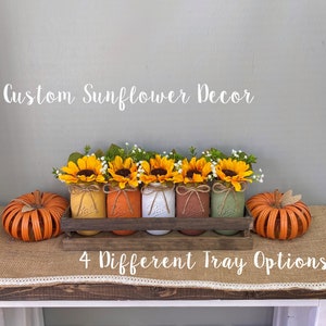 5 Mason Jars with Sunflowers/Farmhouse Decor/Table Centerpiece/Home Decor/Fall Decor/Rustic Table Centerpiece,Flowers in a Vase