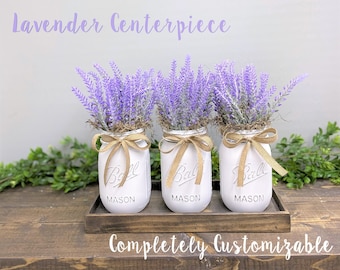 Lavender Mason Jar Centerpiece: Rustic Farmhouse Decor