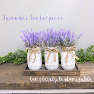 Lavender Spring Arrangement | Easter Decor | Farmhouse Decor | Rustic Decor | Table Centerpiece | Mantle Decoration | Mason Jar Arrangement