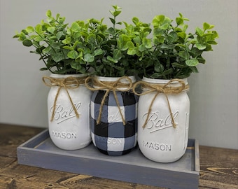 Farmhouse Mason Jar Eucalyptus Centerpiece: Rustic Kitchen Decor