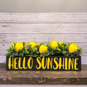 Hello Sunshine with Lemons/Summer Decor/Spring Decor/Lemon Decor/Farmhouse Decor/Rustic Decor/Table Centerpiece/Summer Centerpiece/Decor