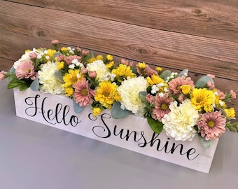 Hello Sunshine Floral Tray: Farmhouse Summer Centerpiece