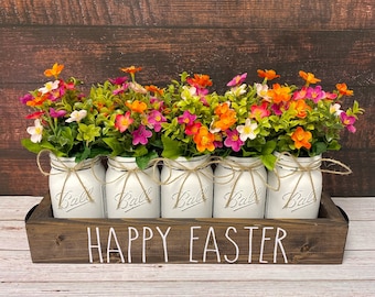 Mason Jar Spring Centerpiece: Rustic Farmhouse Table Decor