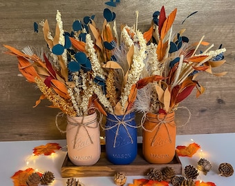 Farmhouse Fall Centerpiece: Mason Jar Foxtail & Eucalyptus Arrangement