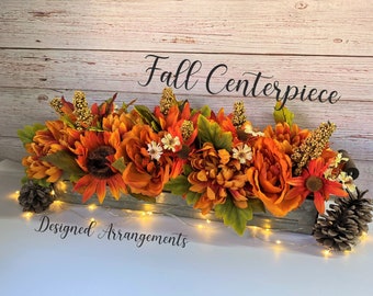 Fall Floral Centerpiece: Rustic Galvanized Tray Arrangement