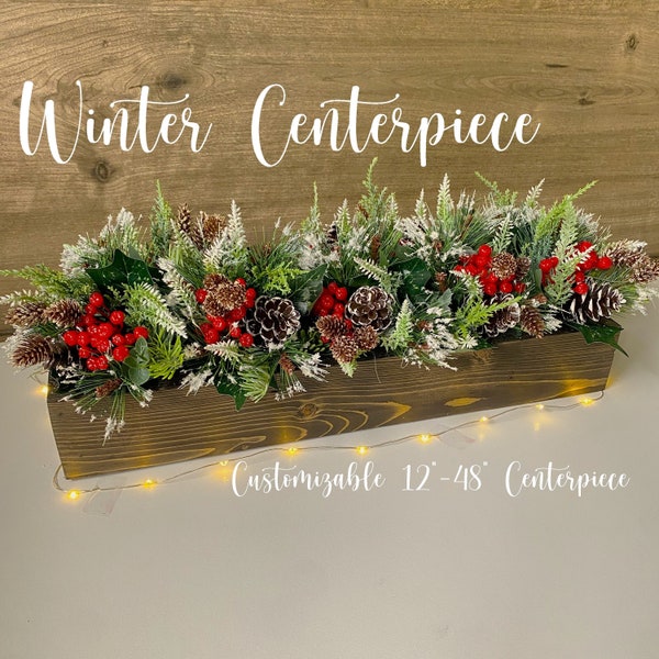 Winter Centerpiece | Christmas Decor | Table Arrangement | Home Decoration | Rustic | Mantle | Tabletop | Kitchen | Holiday | Floral | Gifts