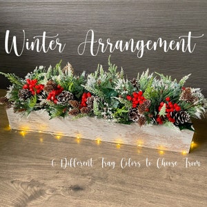Winter Arrangement | Christmas Decor | Table Centerpiece | Home Decoration | Rustic | Mantle | Tabletop | Kitchen | Holiday | Floral | Gifts