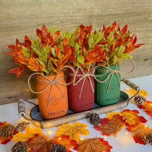 Mason Jar Fall Table Centerpiece | Farmhouse Fall Decor | Rustic | Thanksgiving Floral Arrangement | Wedding | Living Room | Entryway|Mantle