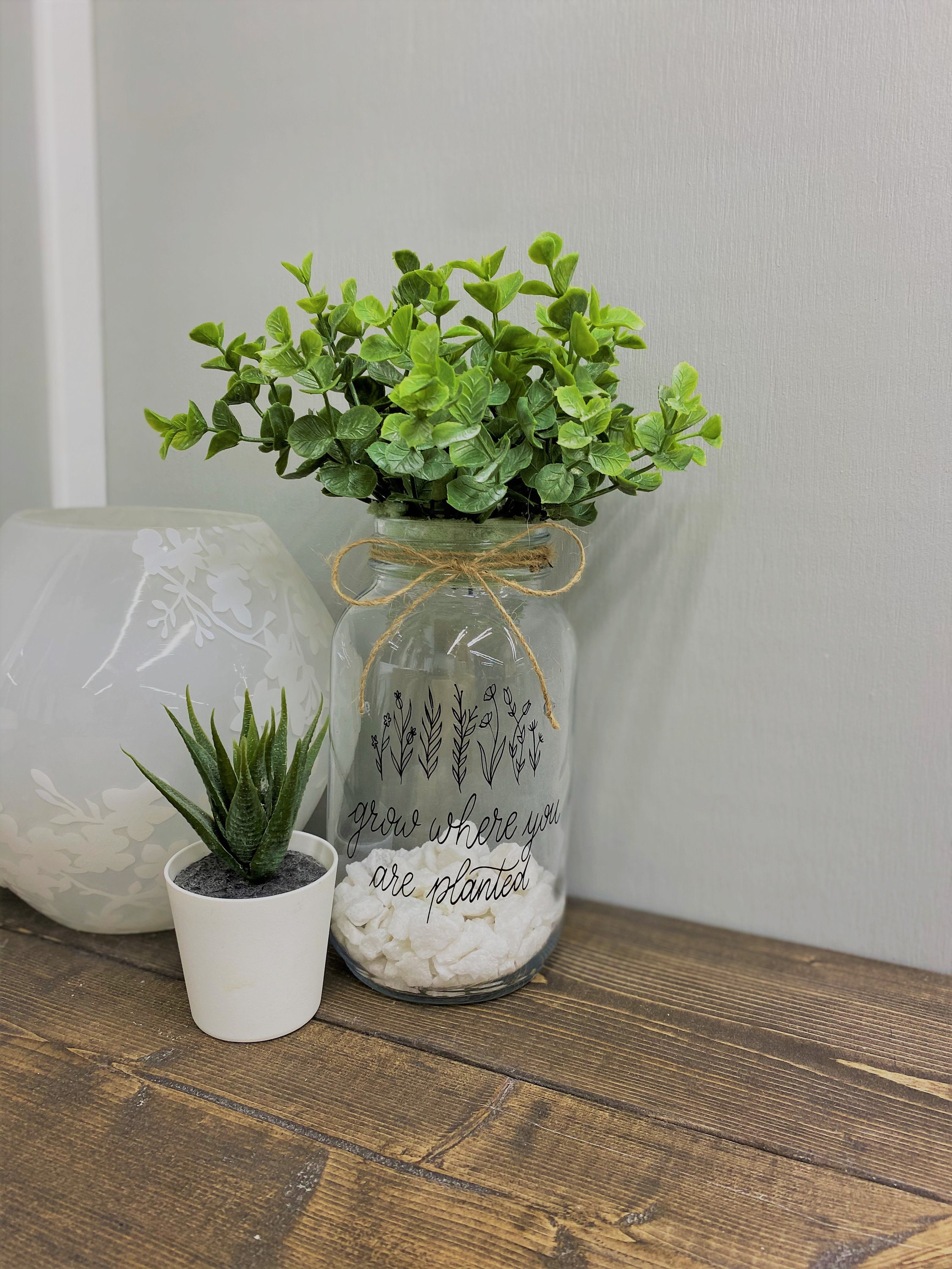 Mason Jar with Eucalyptus/Farmhouse Decor/Home Decor/Table Etsy