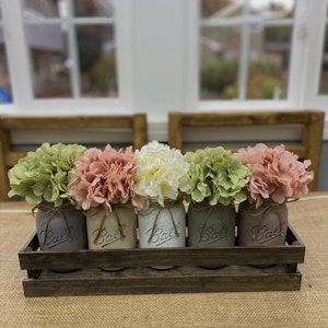 Mason Jars Decor/Farmhouse Decor with Hydrangeas/Mason Jar Decor/Table Centerpieces/Home Decor/Table Decor/Kitchen Decor image 6