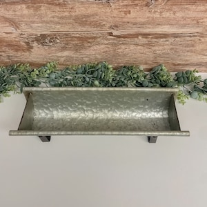 Greenery Farmhouse Floral Arrangement Galvanized Planter Tray Rustic Metal Trough Table Centerpiece Living Room Decor Mantle image 9