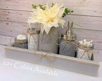 Custom Bathroom Decor/Bathroom Decor/Bathroom Tray Organizer/Farmhouse Decor/Mason Jar Decor/Bathroom Storage/Home Decor/Bathroom Farmhouse