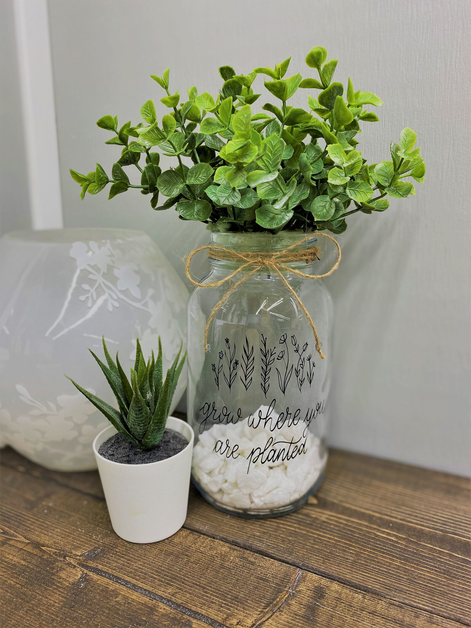 Mason Jar with Eucalyptus/Farmhouse Decor/Home Decor/Table Etsy