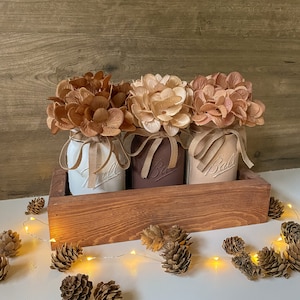Mason Jar Fall Table Centerpiece | Farmhouse Fall Decor | Rustic | Thanksgiving Floral Arrangement | Wedding | Living Room | Entryway|Mantle