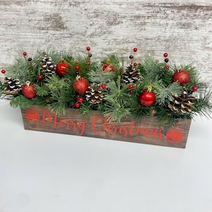 Christmas Arrangement | Winter Centerpiece | Red Winter Table Decor | Table Decoration | Mantle | Kitchen | Holiday | Floral | Gifts | Home