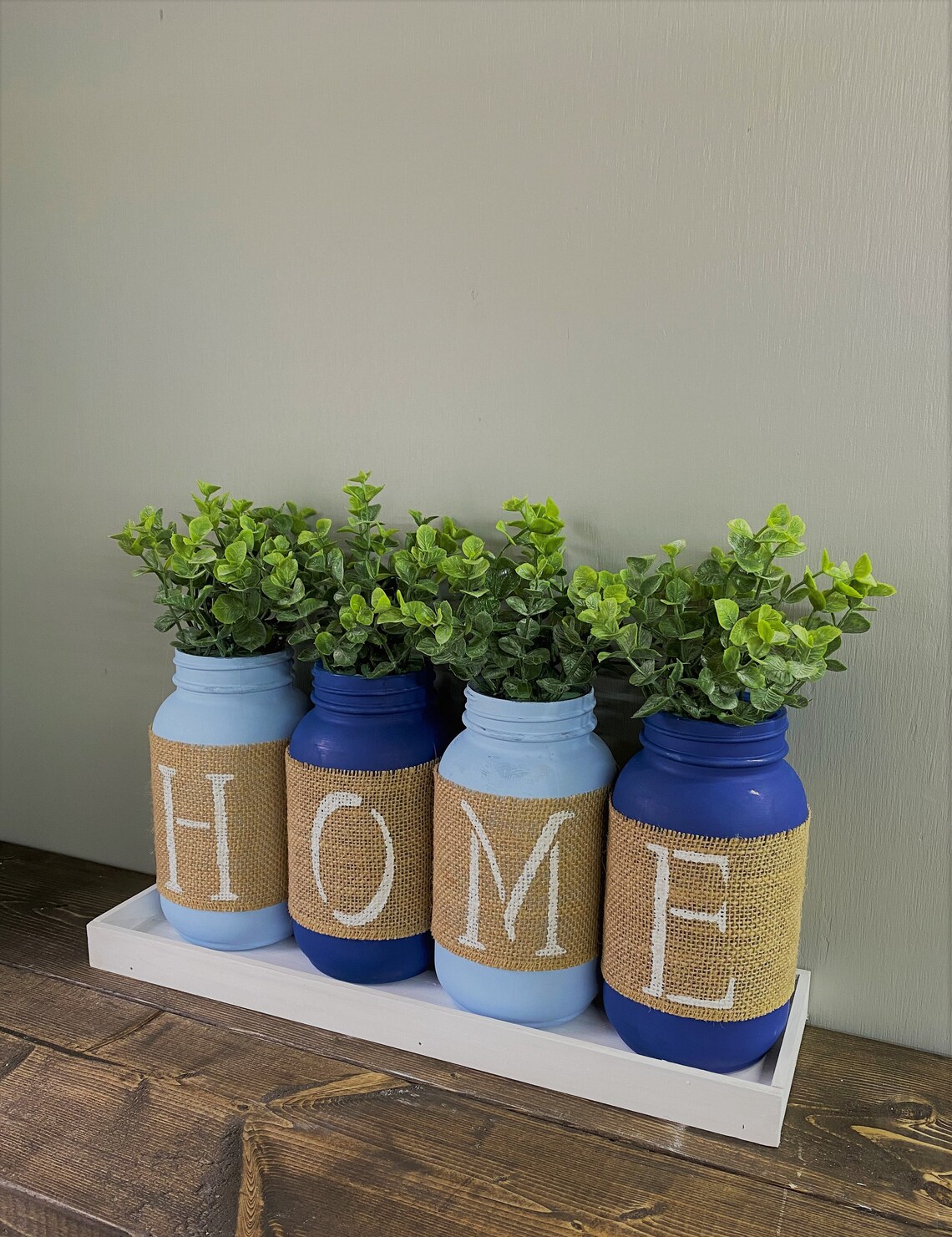 HOME Mason Jars With Eucalyptus/artificial Flower Etsy UK