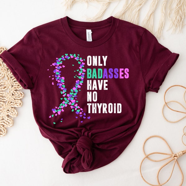 Thyroid Cancer Warrior Unbreakable Strong Woman Pink Purple Ribbon Heart Awareness Support Gift Heather Mauve T-shirt