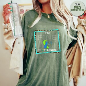 I&#39;m Fine, IIH Awareness, Pseudotumor Cerebri, Idiopathic Intracranial Hypertension Awareness, Green Blue Ribbon Warrior Maroon T-Shirt