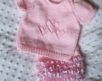 Hand Knitted Baby Top & Bloomers Set