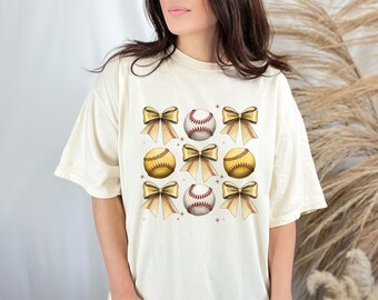 Vintage Baseball and Softball Bow PNG - Coquette Sports Design for Shirts