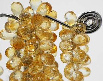 Natürliche Citrin Teardrop Perlen 6-8 mm | Facettierte Citrin Tropfen | Golden Gelb Citrin Edelstein Perlen für die Schmuckherstellung | 7 Zoll