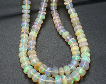 Natural Ethiopian Opal Faceted Rondelle Beads 18" Strand | Fire Opal Beads | Opal Beads for Jewelry Making 3.5 - 7 mm