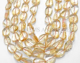 9-12 mm Natural Citrine Nugget Beads - Smooth Citrine Beads - Citrine Smooth oval nugget gemstone beads