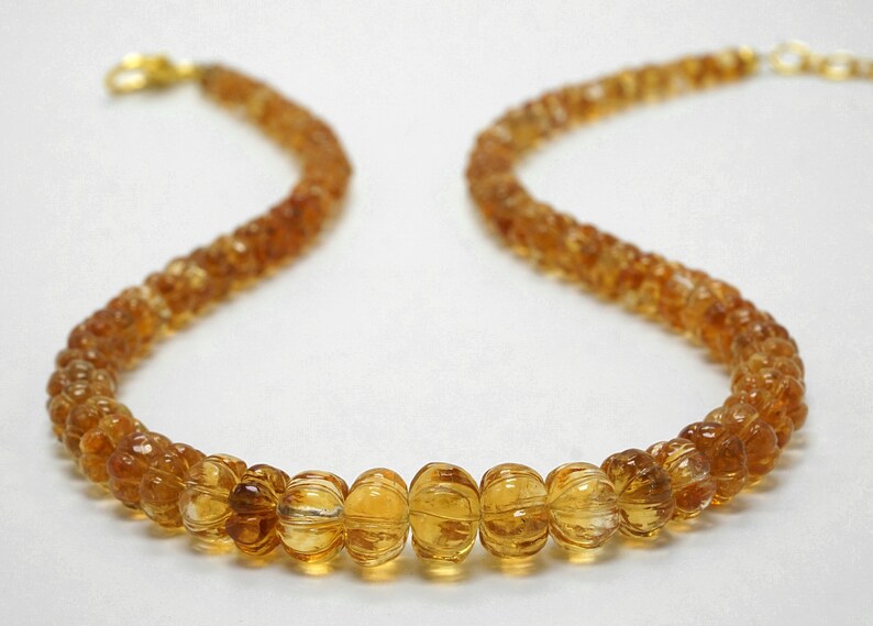 Gemstone Necklace Carved Melons Necklace Very High Quality Citrine Necklace Birthday Anniversary Gift for her Natural Citrine Necklace