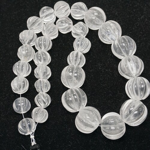 Lot of 12 Large Clear/Cloudy White Gemstone/Rock Beads, 1 inch