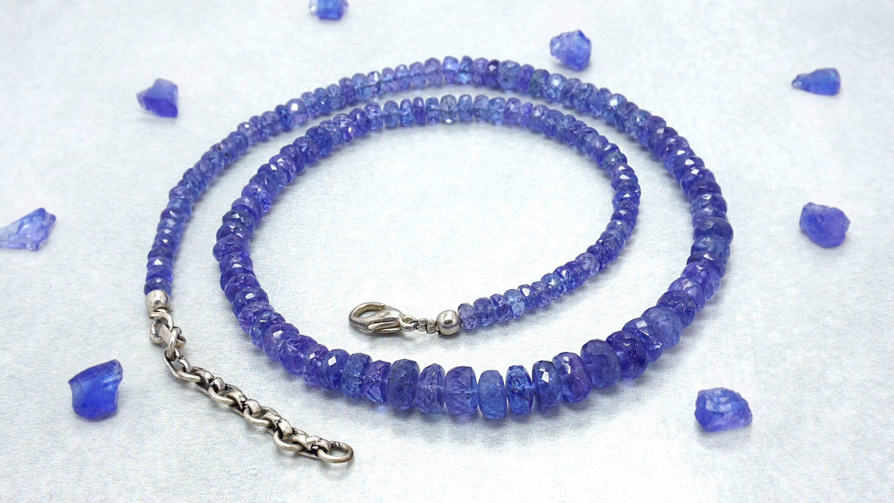 AAA Natural Tanzanite Necklace Rondelle Beads Necklace Etsy UK