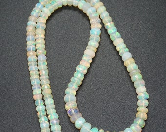 Natural Ethiopian Opal Faceted Beads 14" Strand 4-5.7mm Rondelle Fire Opal Beads for Jewelry Making