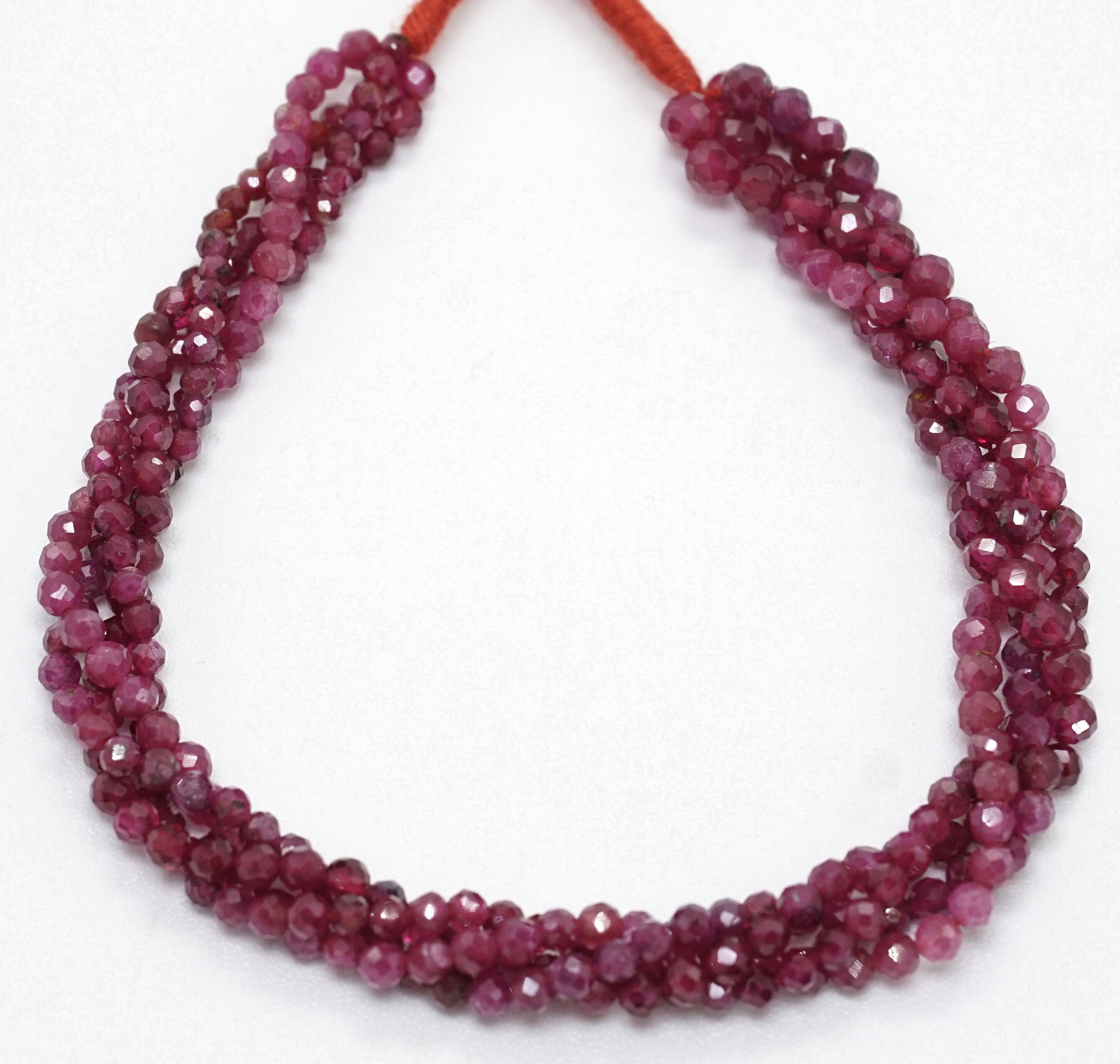 Natural Ruby Beads Full Lot of 4 Strands Ruby Faceted Round Etsy