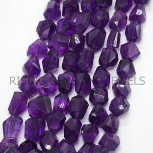 Natural Purple Amethyst Beads 9-10mm | Amethyst Faceted Nugget Gemstone Beads for Jewelry Making 16 Inch Strand