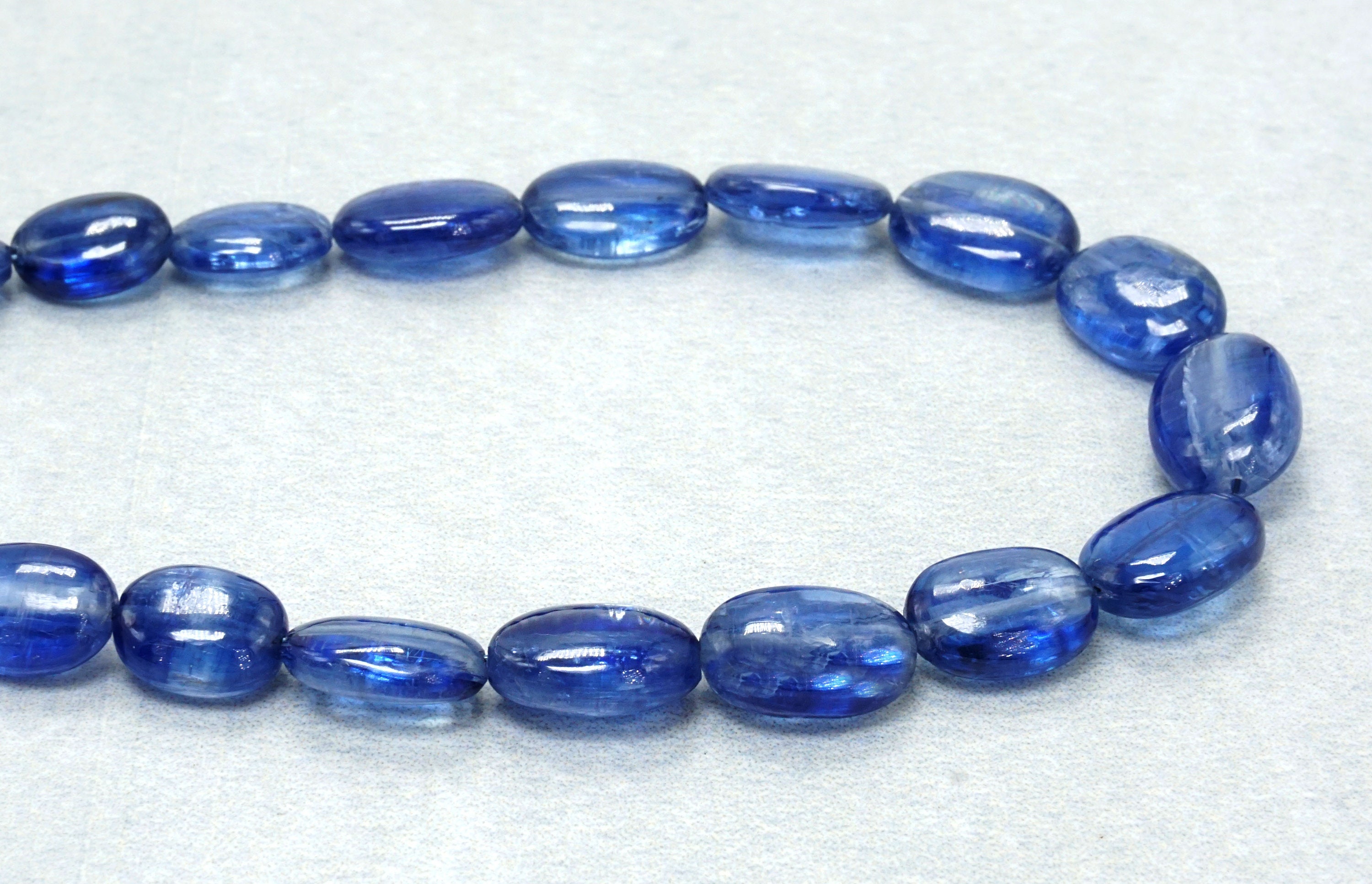 Natural Kyanite Necklace Kyanite Smooth Oval Beads Necklace Etsy UK