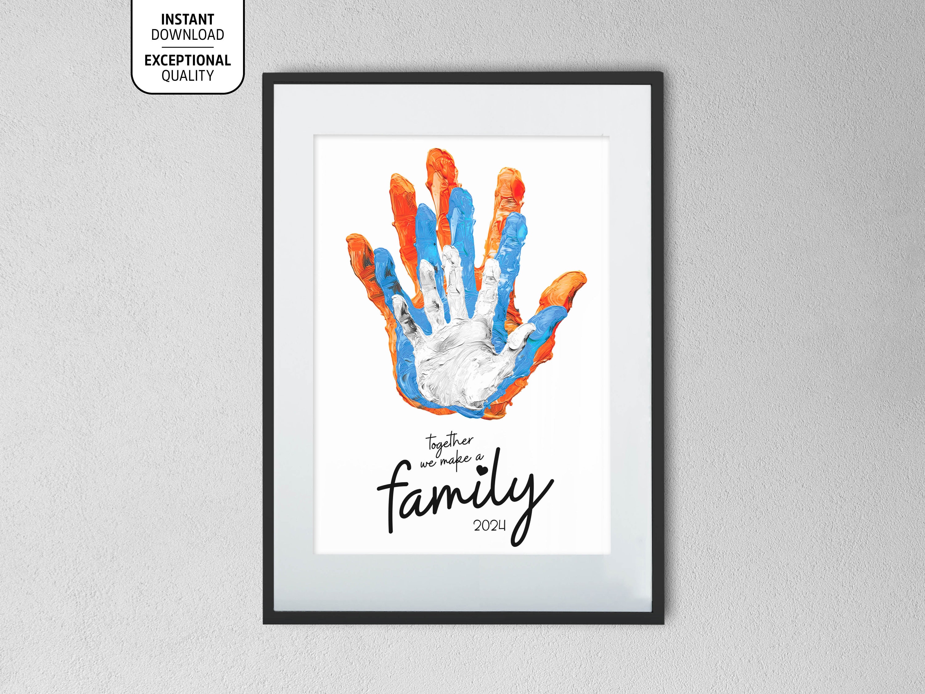 Customizable Baby Handprint Footprint Keepsake With Large Size Family Photo Frame  Kit Personalize W/your Family Name clean Touch Ink Pad 