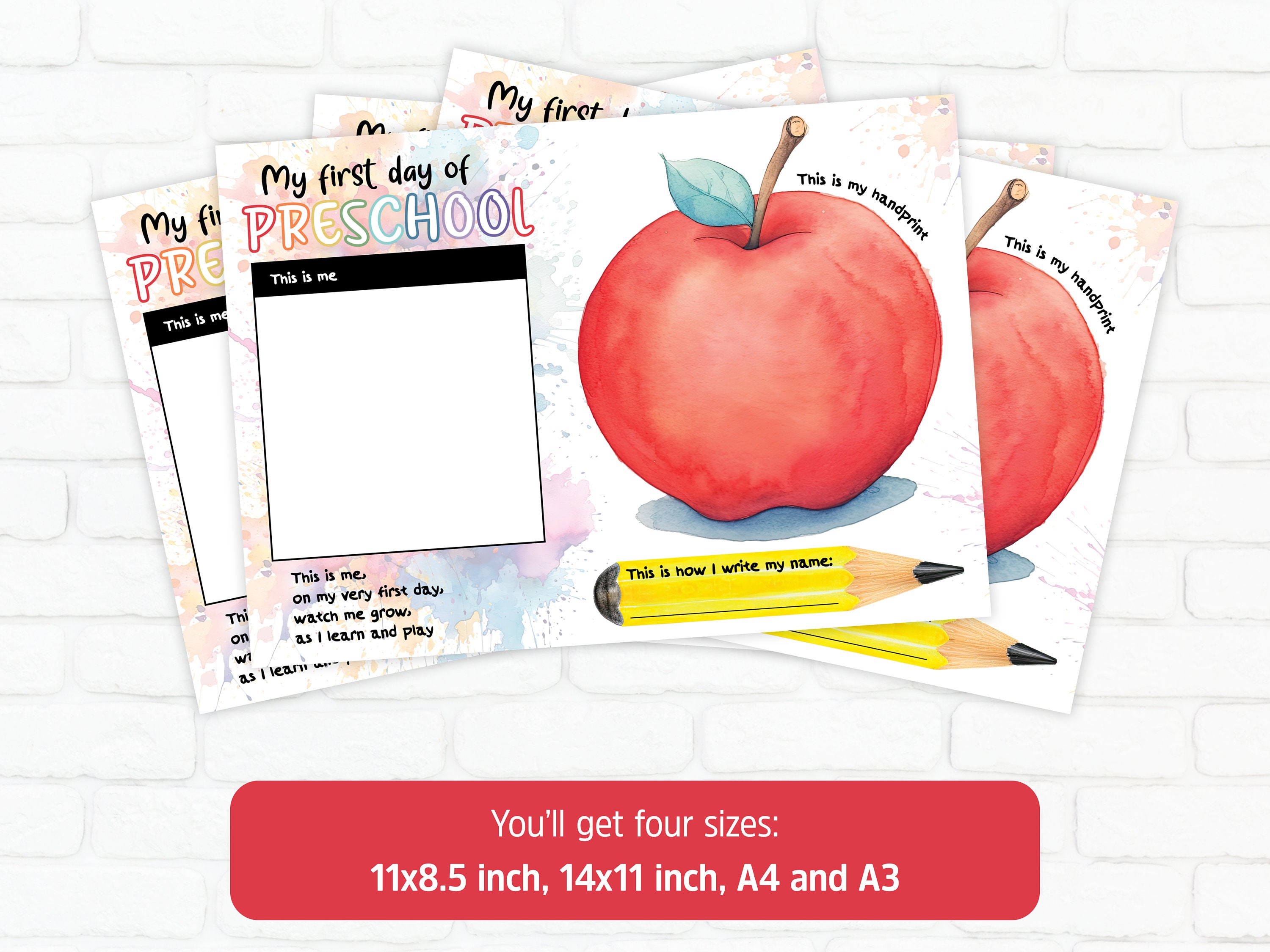 My First Day of Preschool Handprint Art Digital Print Preschool Craft ...
