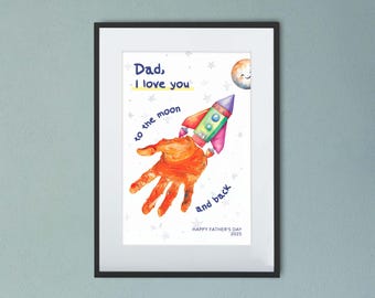 Prezent na Dzień Ojca dla taty, odcisk dłoni, dekoracja ścienna dla dzieci lub rodziny, pamiątka DIY (do natychmiastowego pobrania)